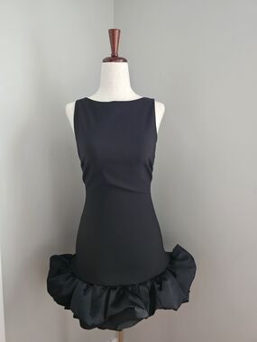 Zara NWOT Black Sleeveless Ruffle-Hem Dress